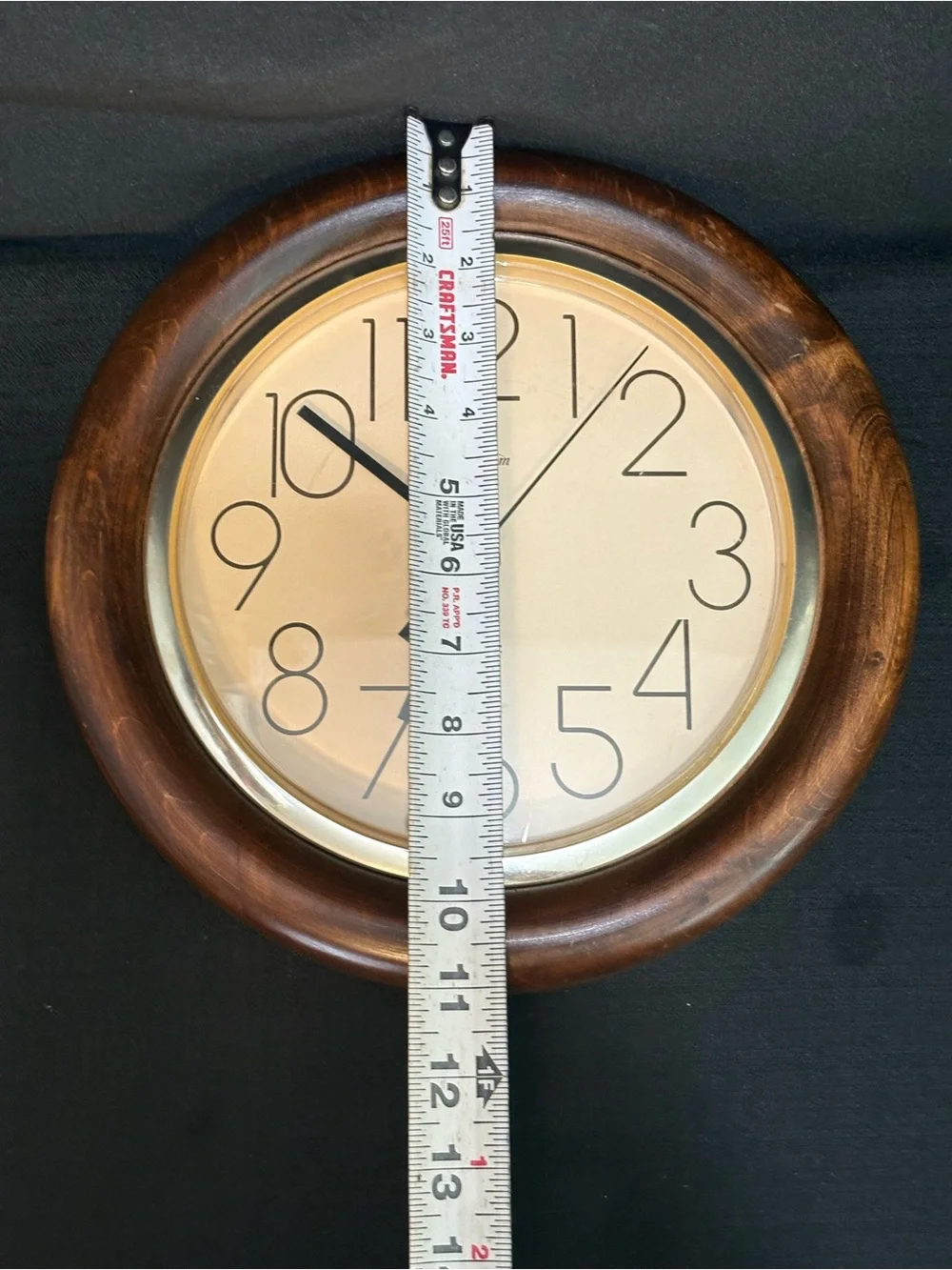 vintage Mid century Modern 11” Sunbeam round wooden wall clock works!